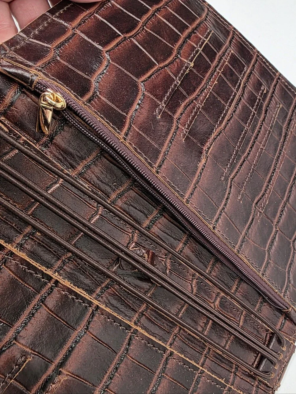 Planner Perfect Leather Traveler’s Notebook Cover Deep Brown Croc Embossed